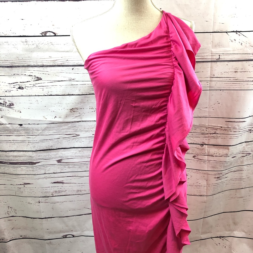RALPH LAUREN Black Label Ruffle One Shoulder Dress